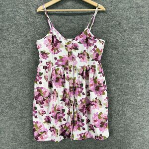 New OrderPlus Mini Dress Women XL White Floral Short V-Neck Button Up Sleeveless